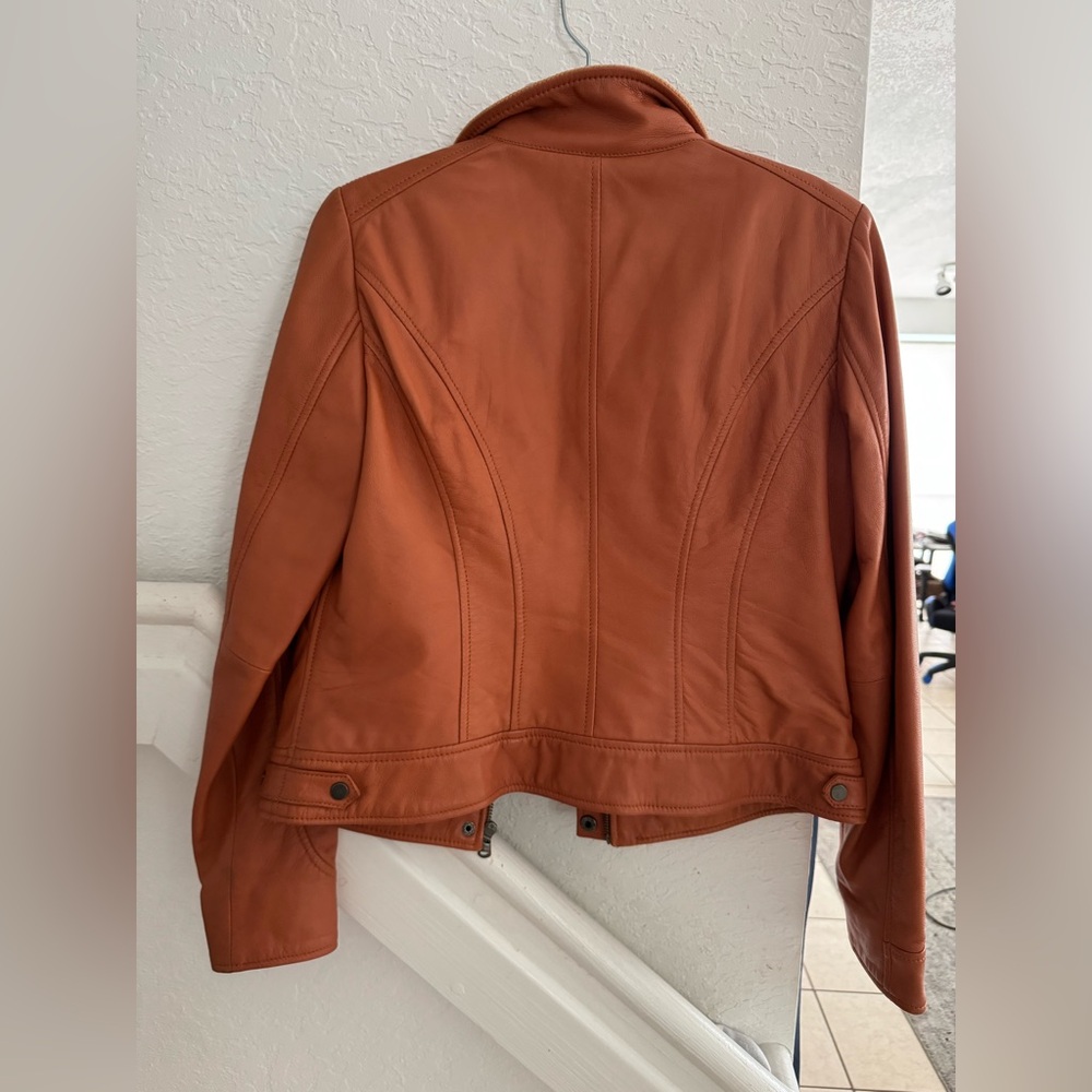 Women's Orange Leather Jacket